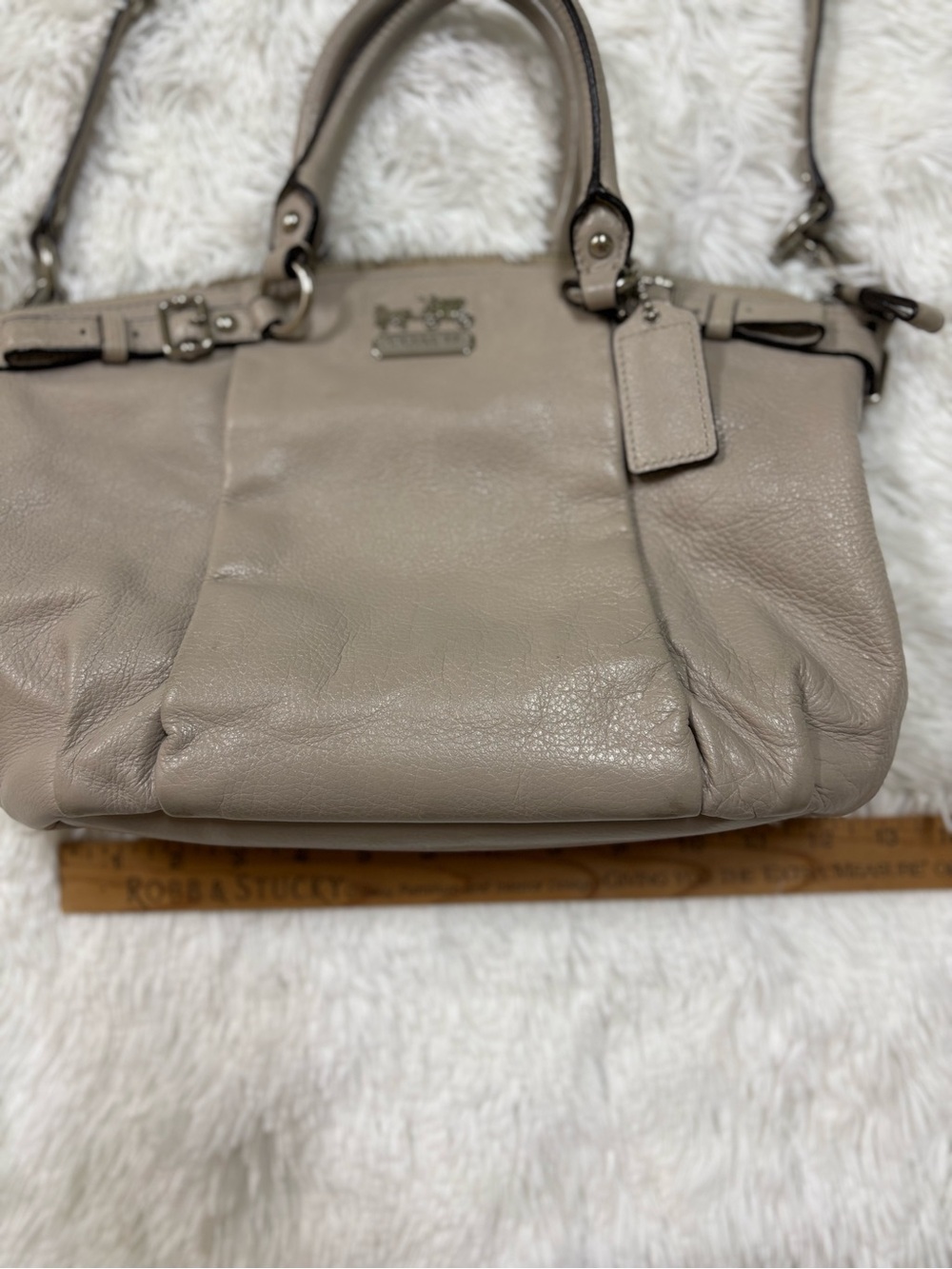 Coach Leather Satchel in Light Taupe with Gold Hardware - Picture 12 of 15